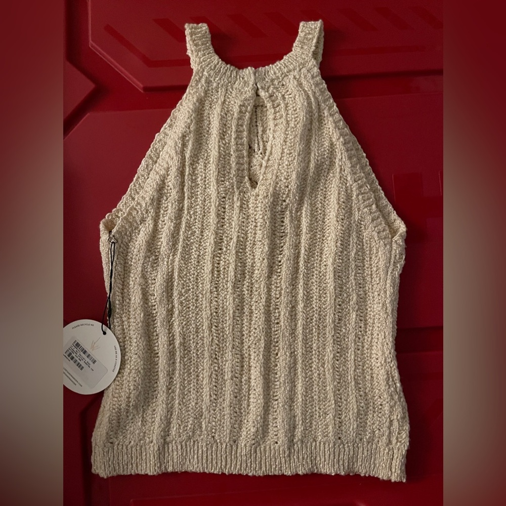 NWT LOST + WANDER Natural Halter Sweater Top - Picture 4 of 4